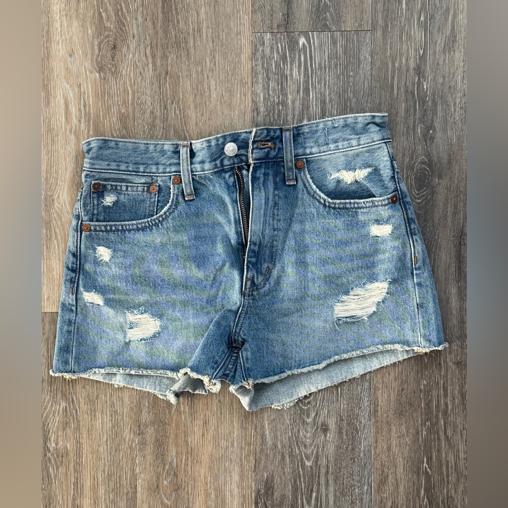 Madewell Blue Distressed Jean Shorts